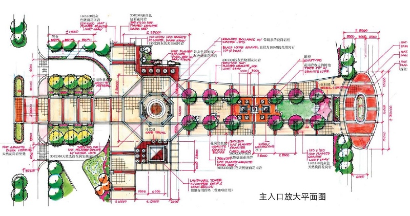 入口景觀設計手繪稿